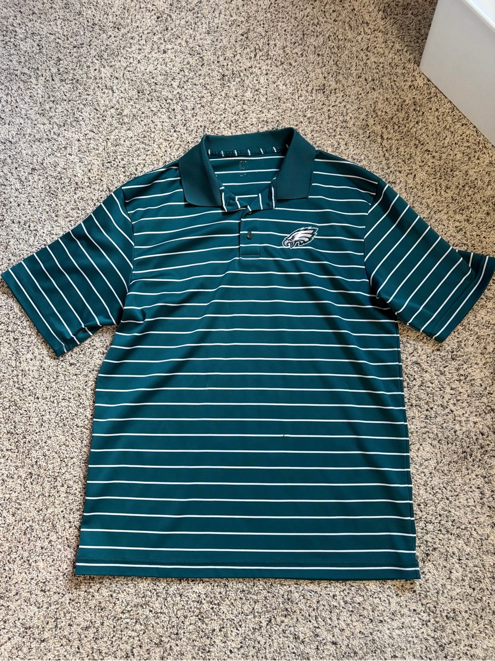 Men's Teal Striped Polo with Team Emblem